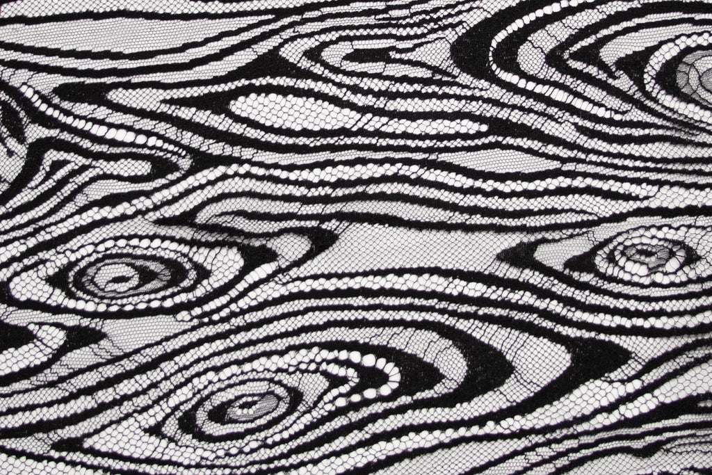 Black Abstract Design Lace, Made in France