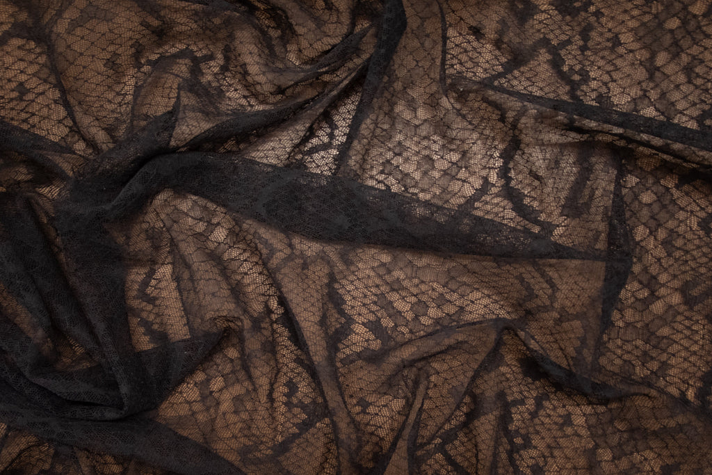 Abstract Stretch Lace in Black, Made in France