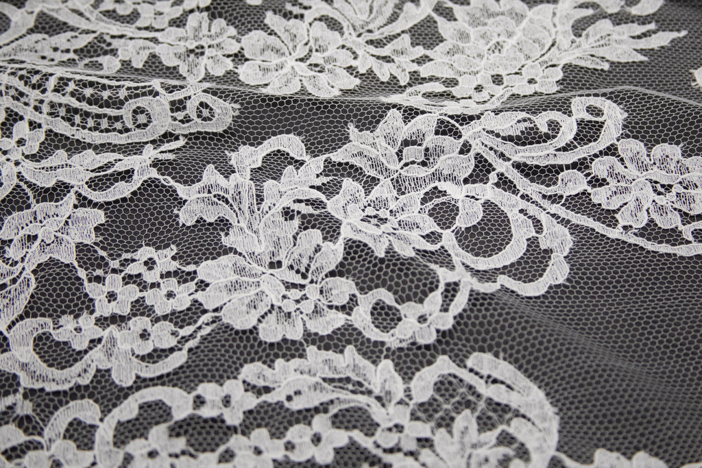 Floral Cotton Lace in Off-White, Made in France
