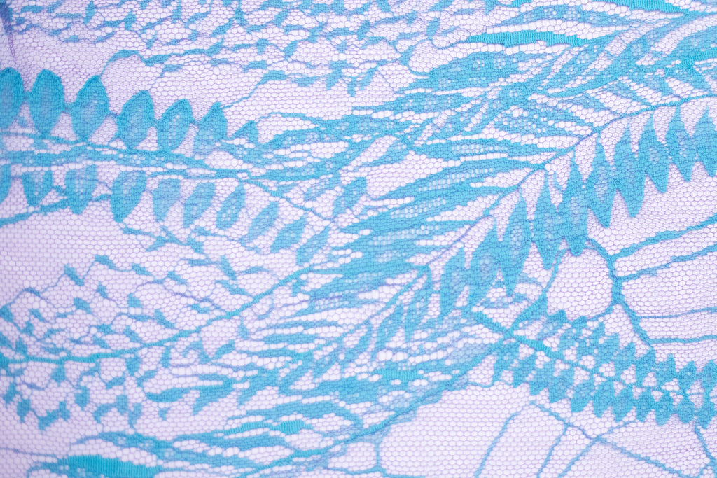 Abstract Lace in Violet & Turquoise, Made in France