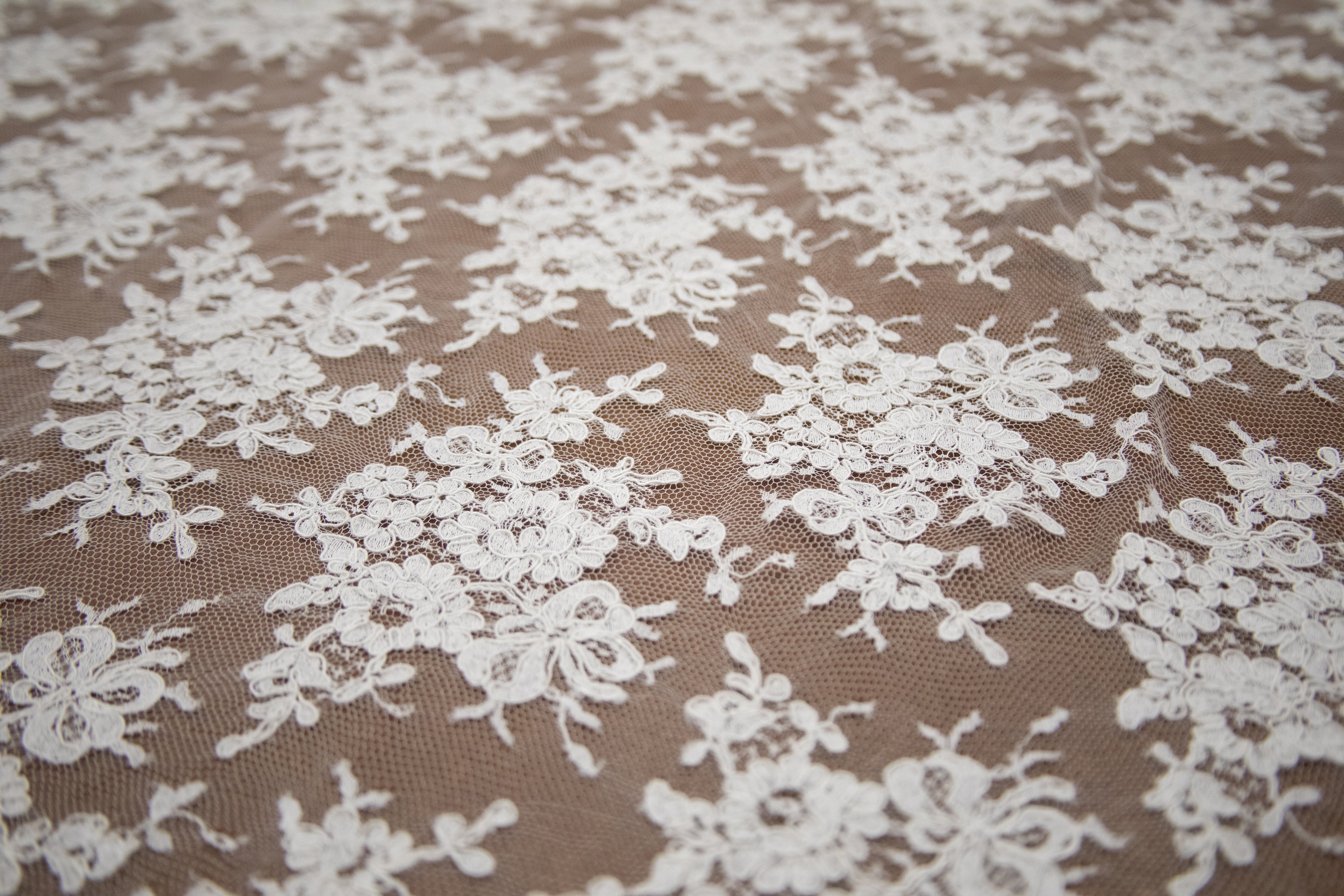 Alencon Lace in Off-White, Made in France Solstiss Lace Alencon Lace in Off-White, Made in France Solstiss Lace