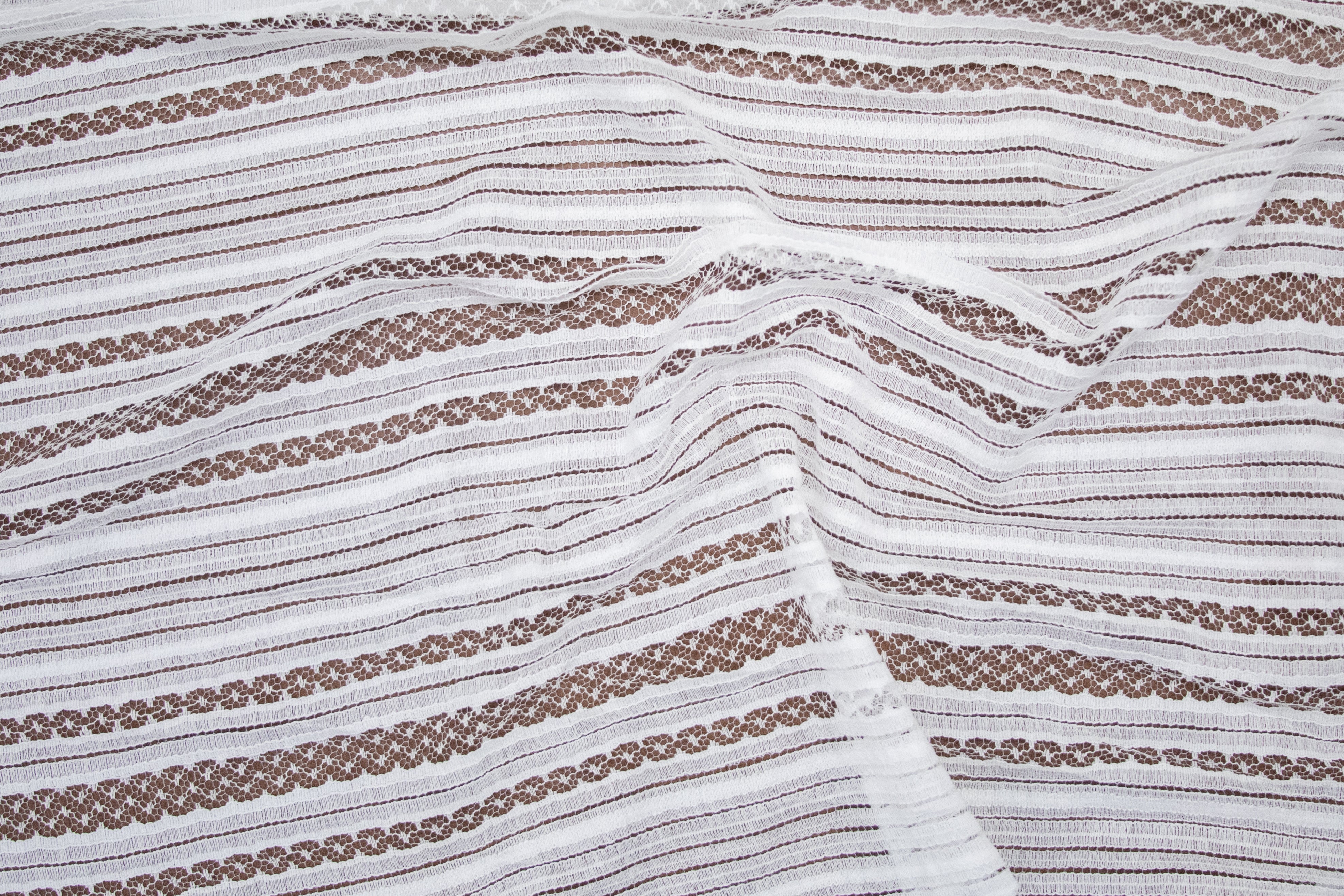 Off-White Cotton lace with Abstract Design, Made in France