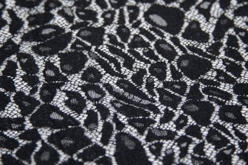 Abstract Stretch Lace in Black, Made in France