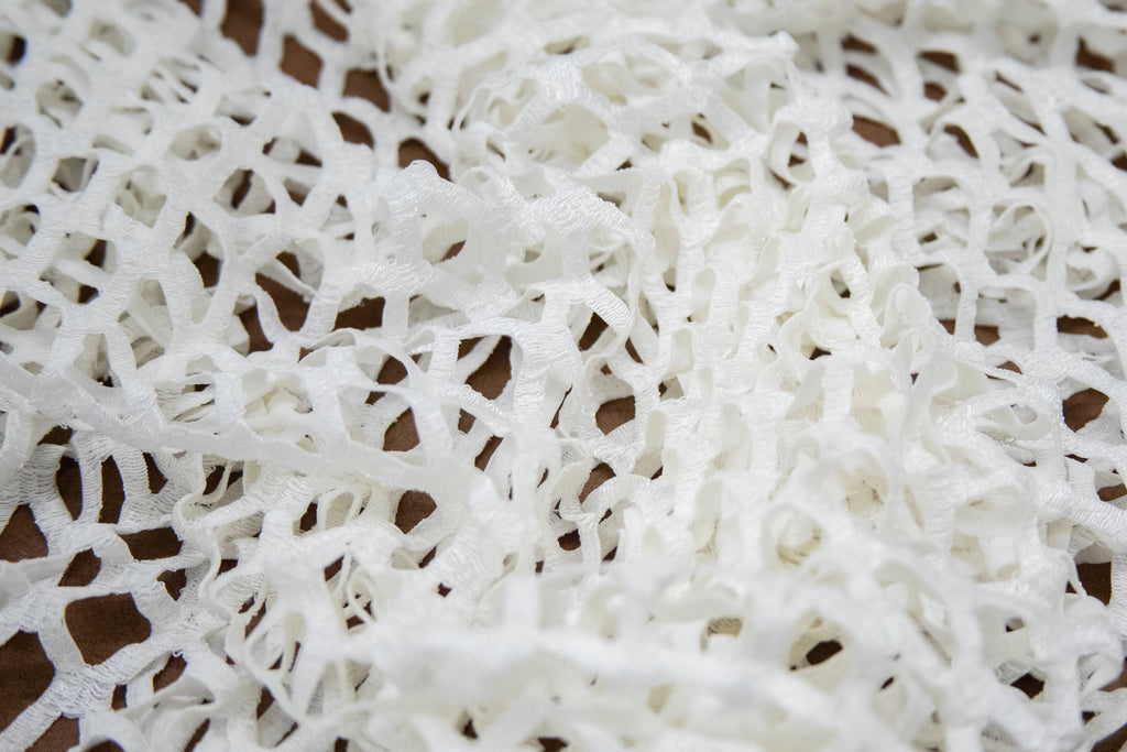 Abstract Stretch Lace in Off-White, Made in France
