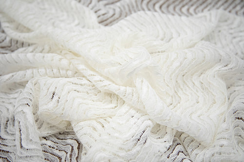Abstract Stretch Lace in Off-White, Made in France