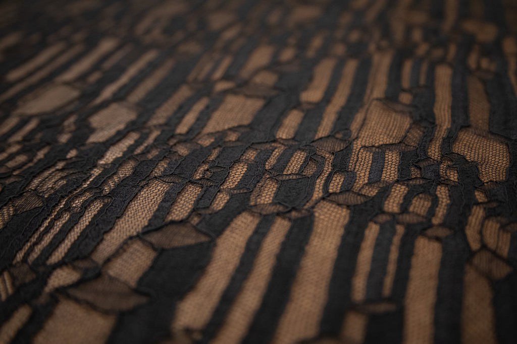 Abstract Stretch Lace in Black, Made in France