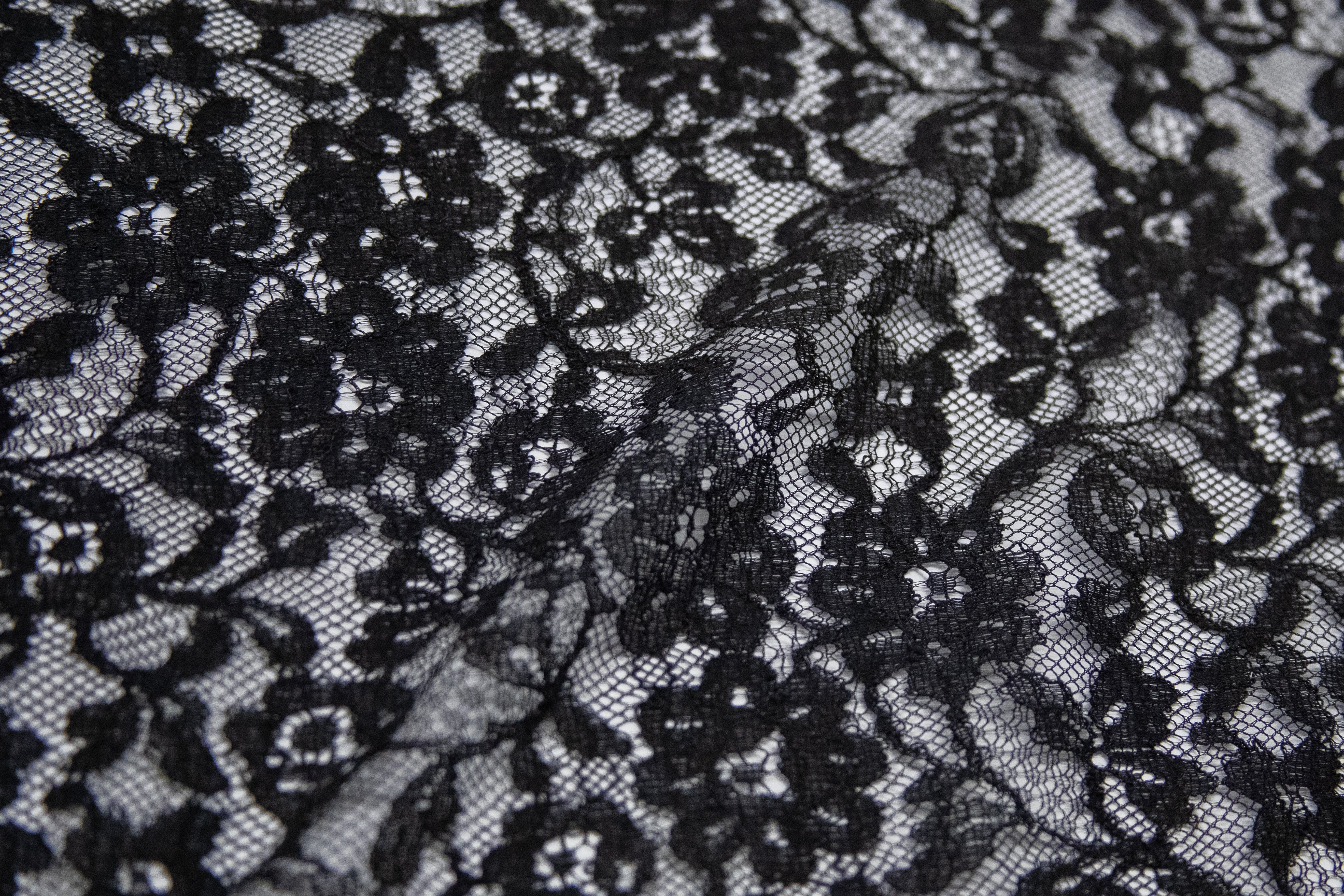 Floral Stretch Lace in Black, Made in France – Solstiss Lace