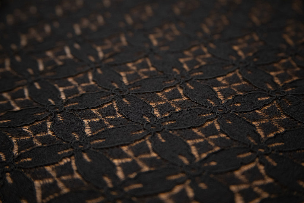 Abstract Stretch Lace in Black, Made in France