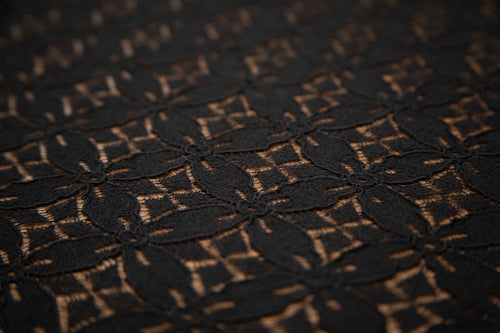 Abstract Stretch Lace in Black, Made in France