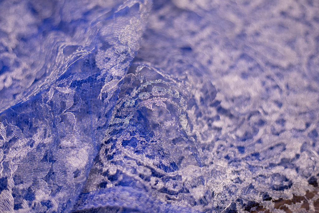 Floral Lace in Royal Blue Metallic, Made in France