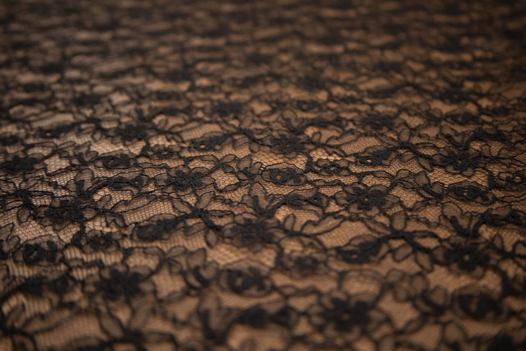Floral Cotton Lace in Black, Made in France