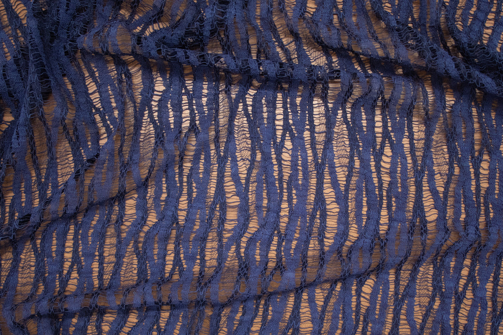 Abstract Lace in Navy Blue, Made in France