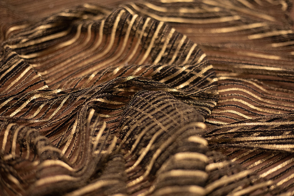 Abstract Lace in Black & Gold Metallic, Made in France