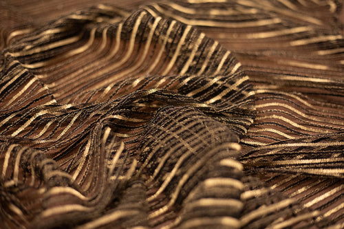 Abstract Lace in Black & Gold Metallic, Made in France