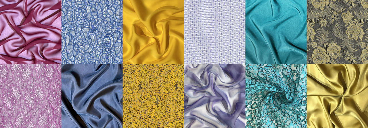 Compilation image of laces and silks in similar colors