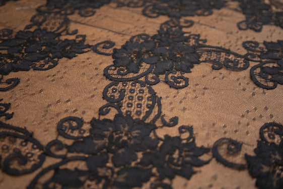 The Best French Leavers Allover Black Floral Lace