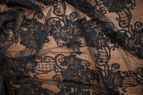 The Best French Leavers Allover Black Floral Lace
