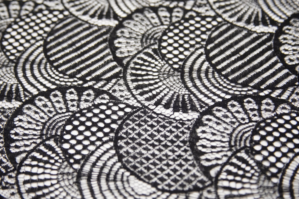 Abstract Lace Abstract Cotton Lace in Black, Made in France – Solstiss Lace