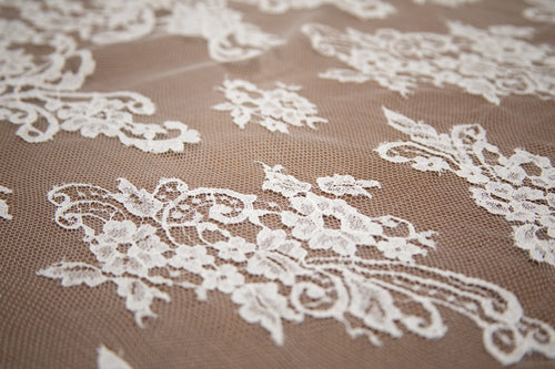 Floral Cotton Lace in Off-White, Made in France