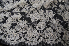 Alencon Pearled Lace in Off-White, Made in France