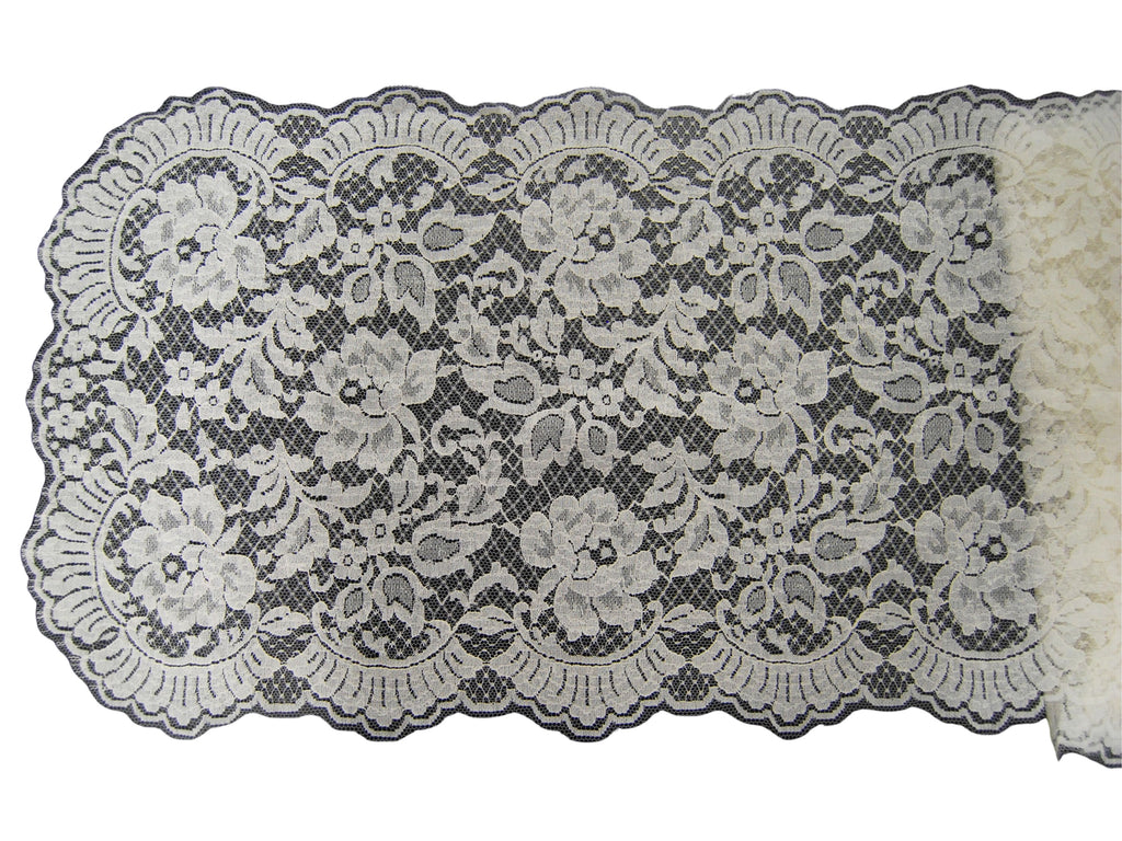 Floral Table Runner in Off-White, Made in France