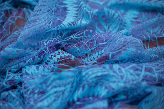Abstract Lace in Purple/Turquoise, Made in France