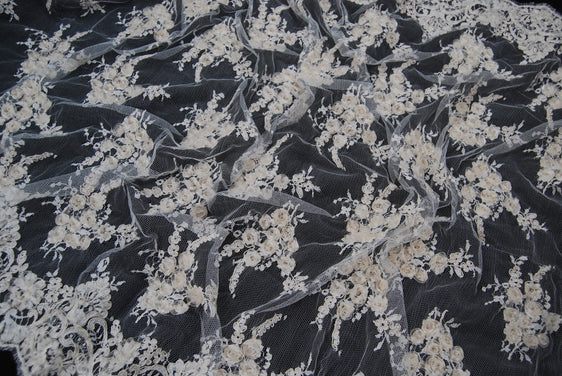 Alencon Rose Bridal Lace in Off-White Champagne/Nude, Made in France