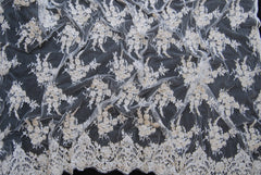 Alencon Rose Bridal Lace in Off-White Champagne, Made in France