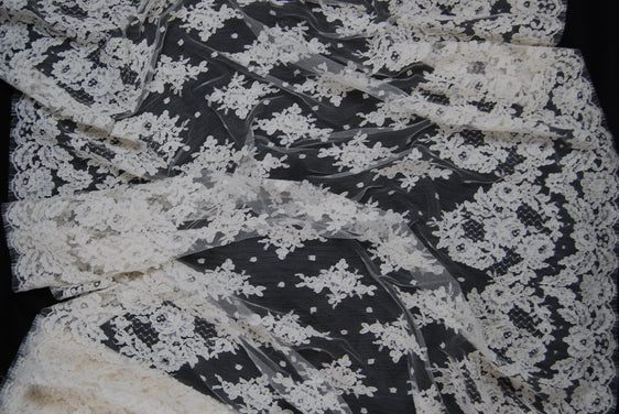 Alencon Bridal Polka Dot Lace in Off-White, Made in France