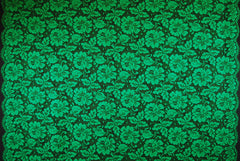 Floral Cotton Lace in Mint/Black, Made in France