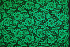 Floral Cotton Lace in Mint/Black, Made in France