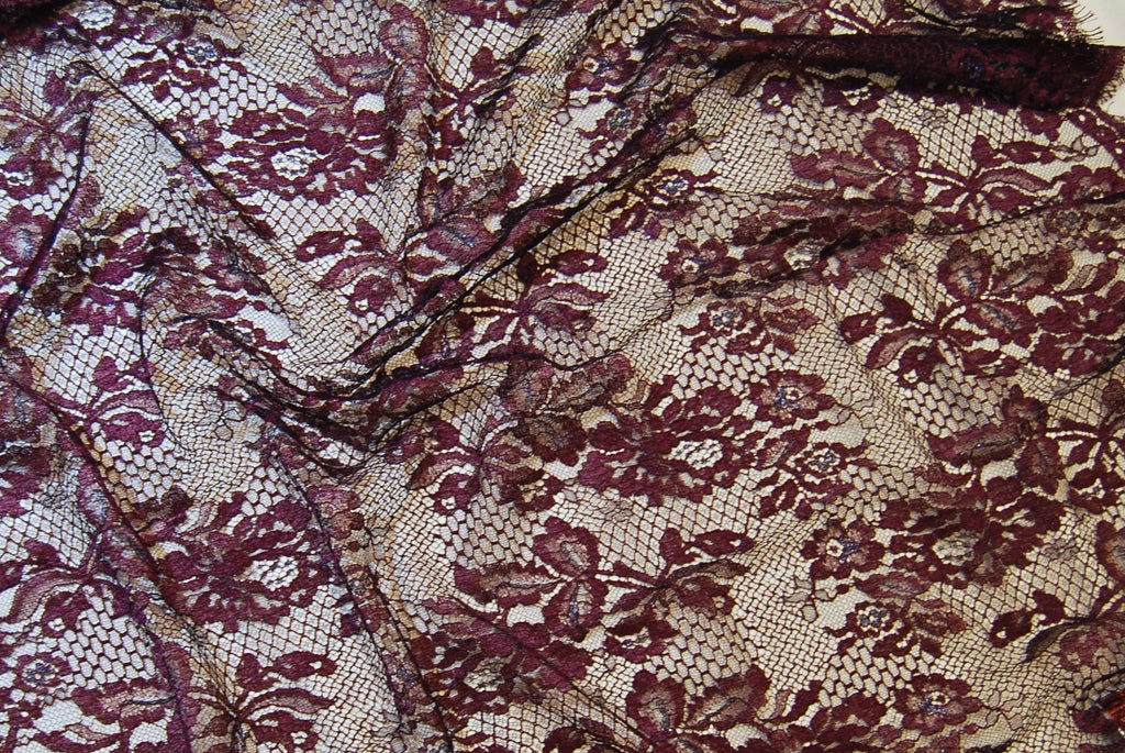 Floral Lace in Blue Sapphire/Red Amethyst Metallic, Made in France