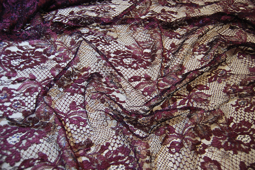 Floral Lace in Blue Sapphire/Red Amethyst Metallic, Made in France