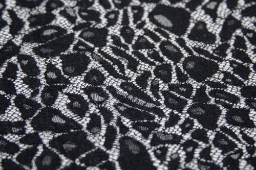 Abstract Stretch Lace in Black, Made in France