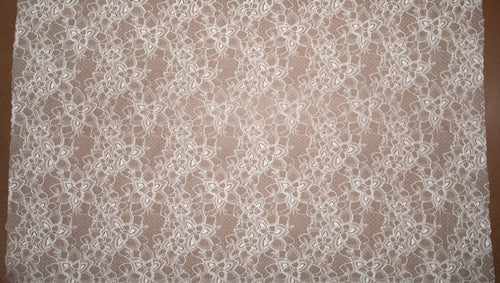 Floral Abstract Stretch Lace in Off-White, Made in France