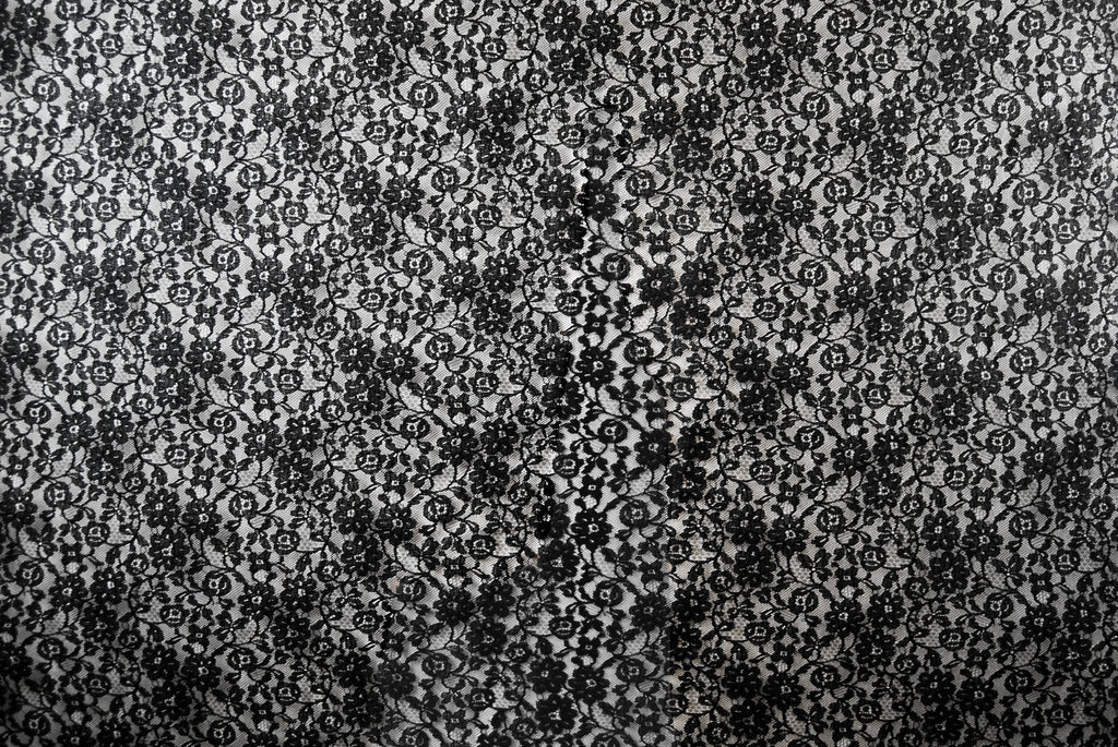 Floral Stretch Lace in Black, Made in France