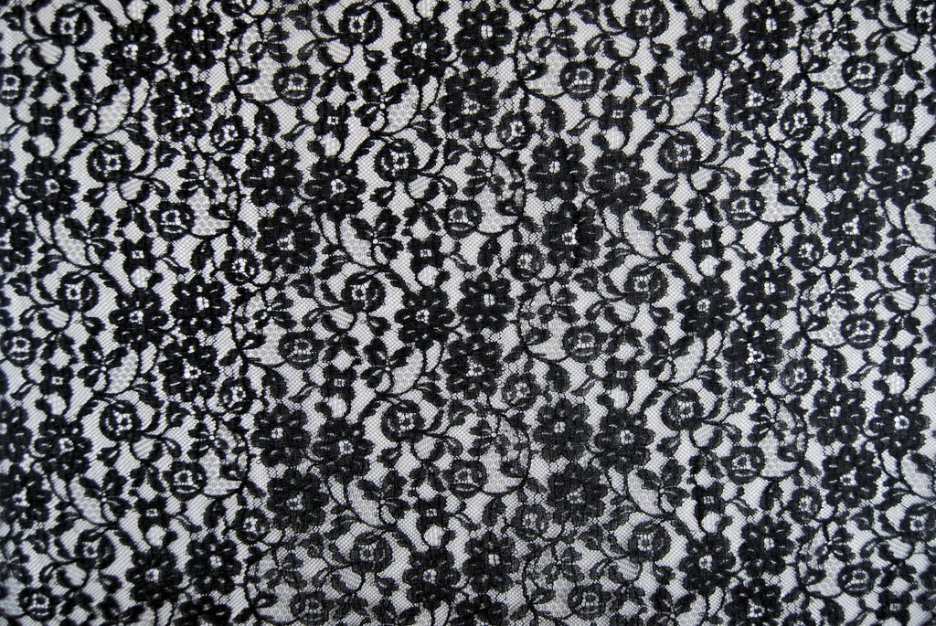 Floral Stretch Lace in Black, Made in France