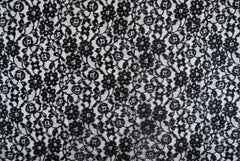 Floral Stretch Lace in Black, Made in France