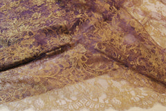 Floral Lace in Lilac/Gold Metallic, Made in France