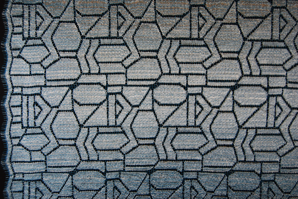 Abstract Lace in Metallic Silver Sapphire, Made in France