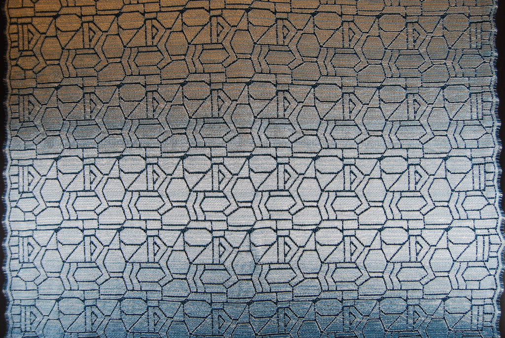 Abstract Lace in Metallic Silver Sapphire, Made in France