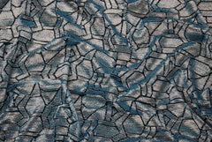 Abstract Lace in Metallic Silver Sapphire, Made in France