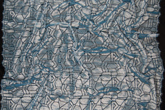 Abstract Lace in Metallic Silver Sapphire, Made in France