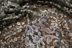 The Best French Leavers Allover Black/Antique Silver metallic geometric Lace