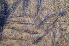 Floral Lace in Royal Blue Metallic, Made in France