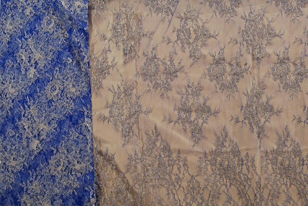 Floral Lace in Royal Blue Metallic, Made in France