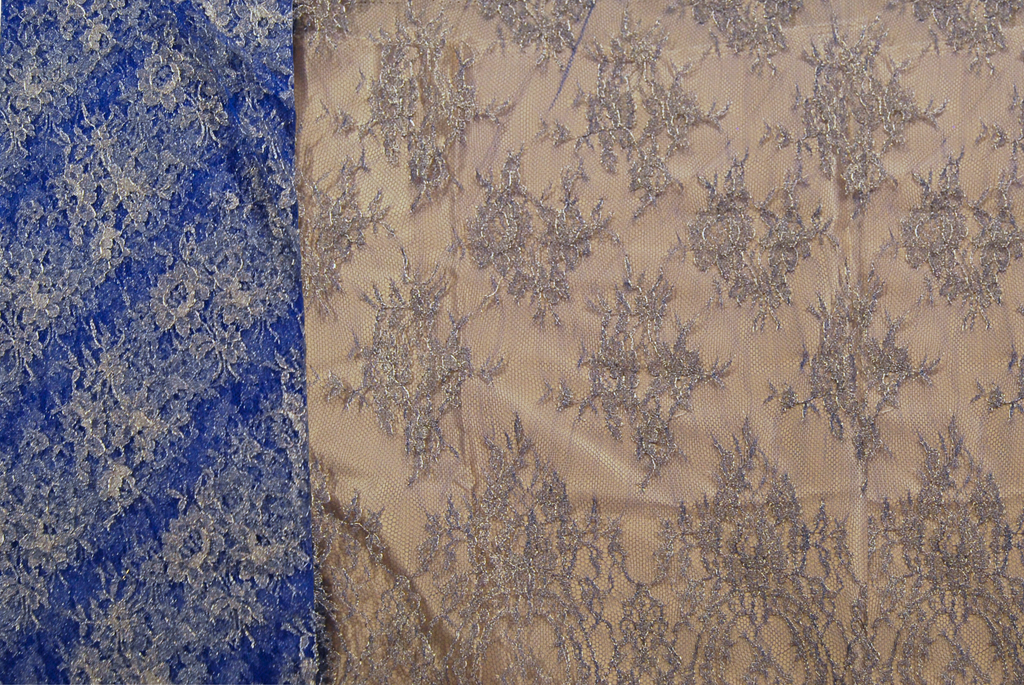 Floral Lace in Royal Blue Metallic, Made in France