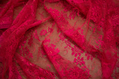 The Best French Leavers Allover Red/Fuchsia Floral Lace