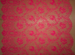 The Best French Leavers Allover Red/Fuchsia Floral Lace
