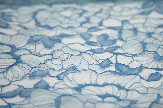 The Best French Leavers Allover Lagoon/Blue Floral Lace